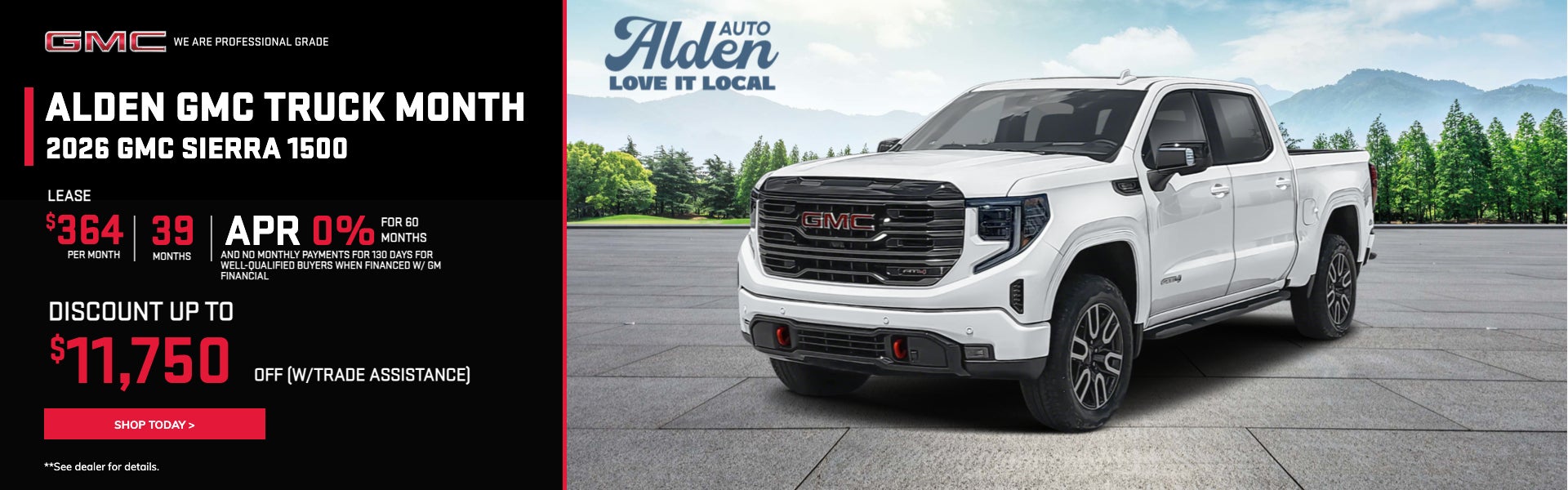 2026 GMC Sierra 1500 Lease $364 per month for 39 months